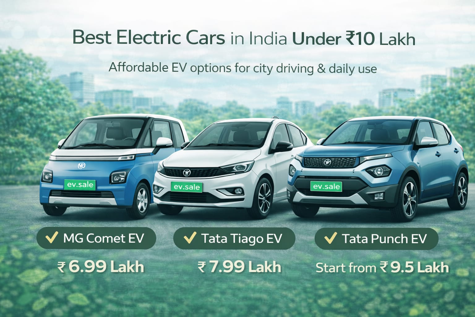 Top Electric Cars in India Under ₹10 Lakh