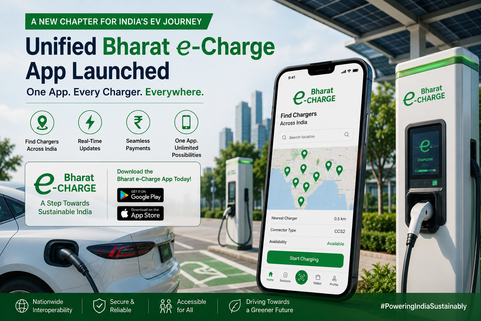 Unified Bharat e-Charge App Launched by H. D. Kumaraswamy: Big Boost for India’s EV Future