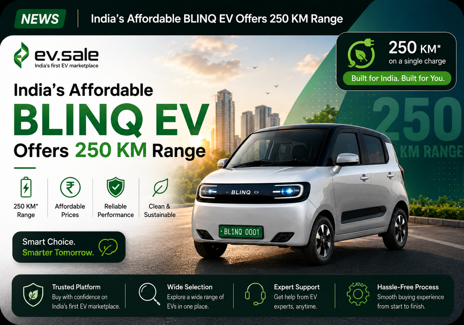 India’s Affordable BLINQ EV Offers 250 KM Range