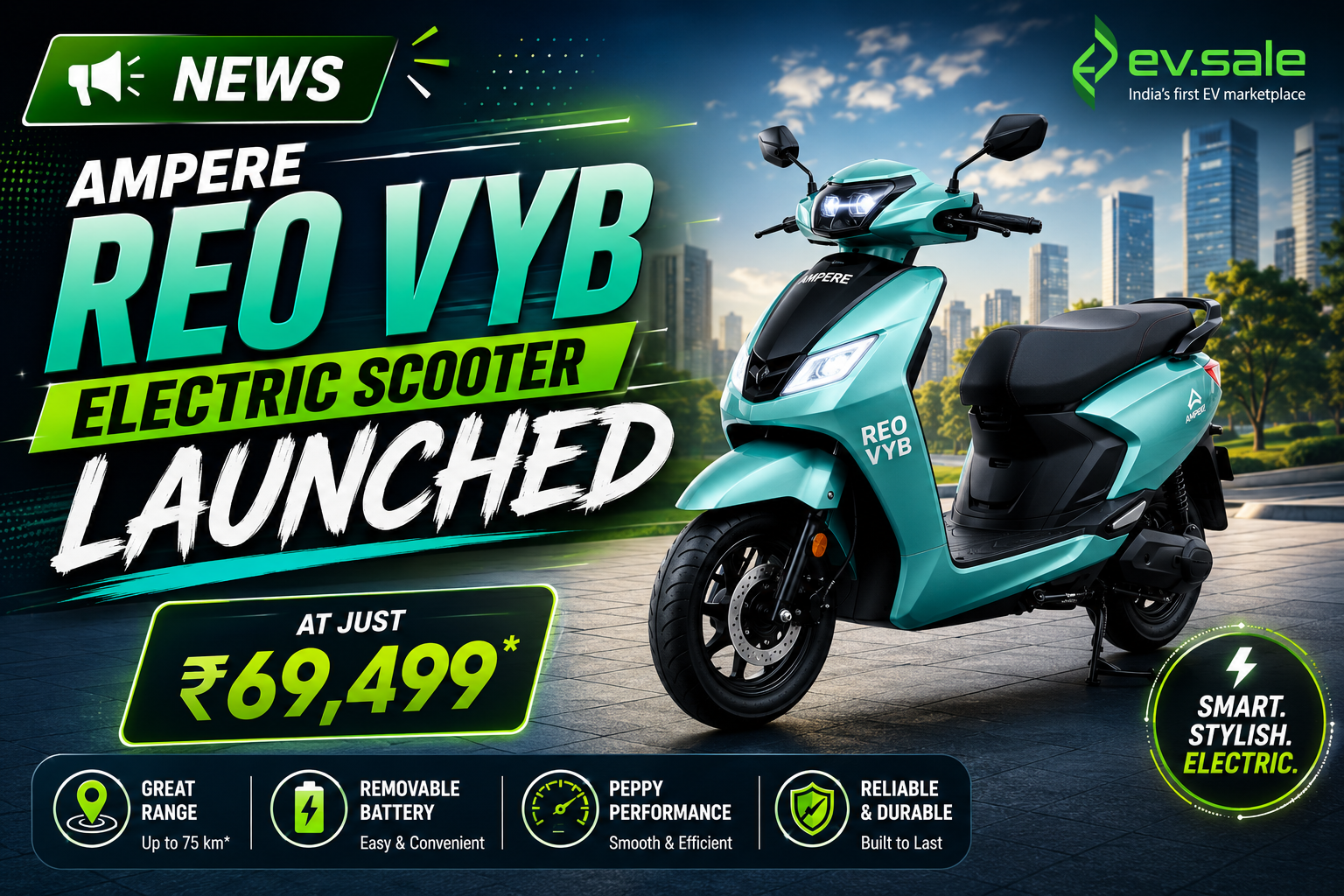 News – Ampere Reo VYB Electric Scooter Launched at ₹69,499