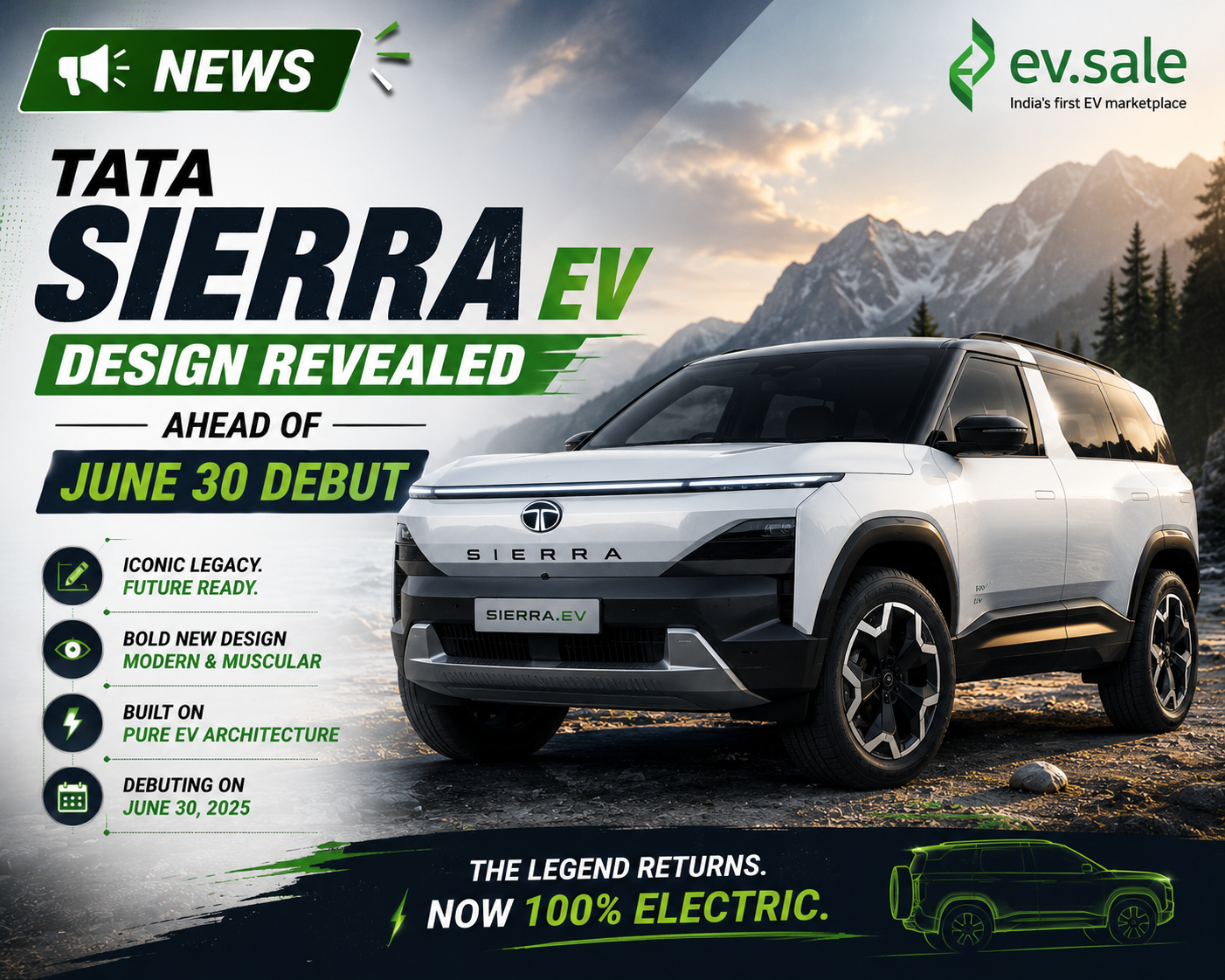 NEWS – Tata Sierra EV Design Revealed Ahead of June 30 Debut