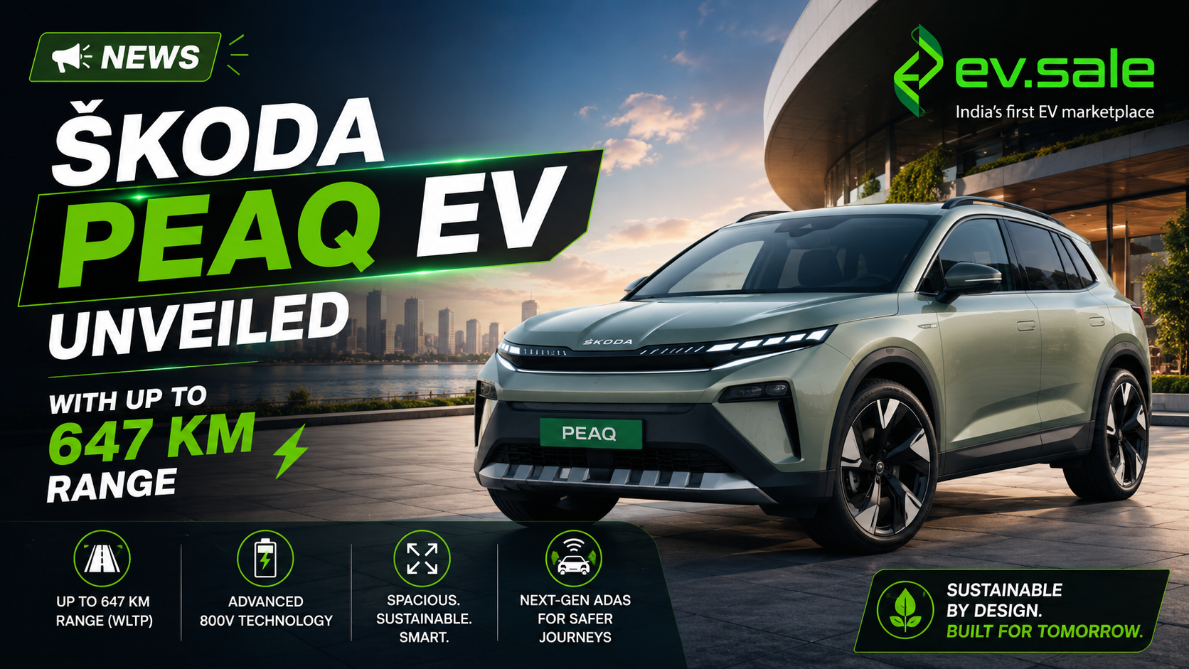 NEWS – Skoda Peaq EV Unveiled With Up to 647 KM Range