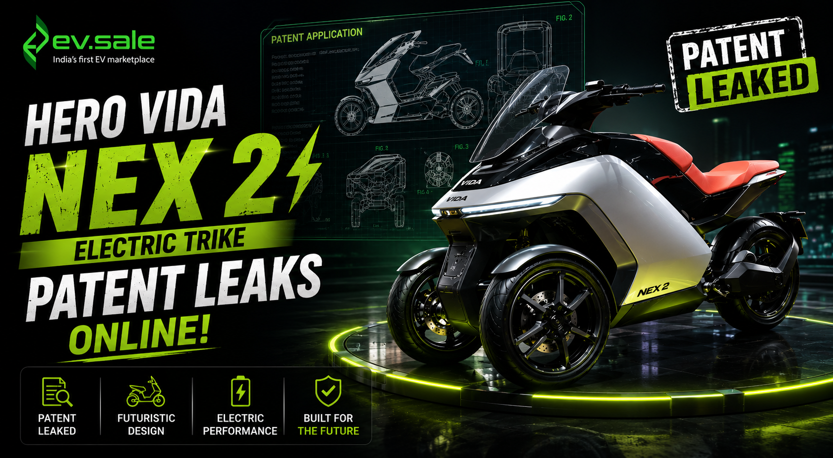 Hero Vida NEX 2 Electric Trike Patent Leaks Online