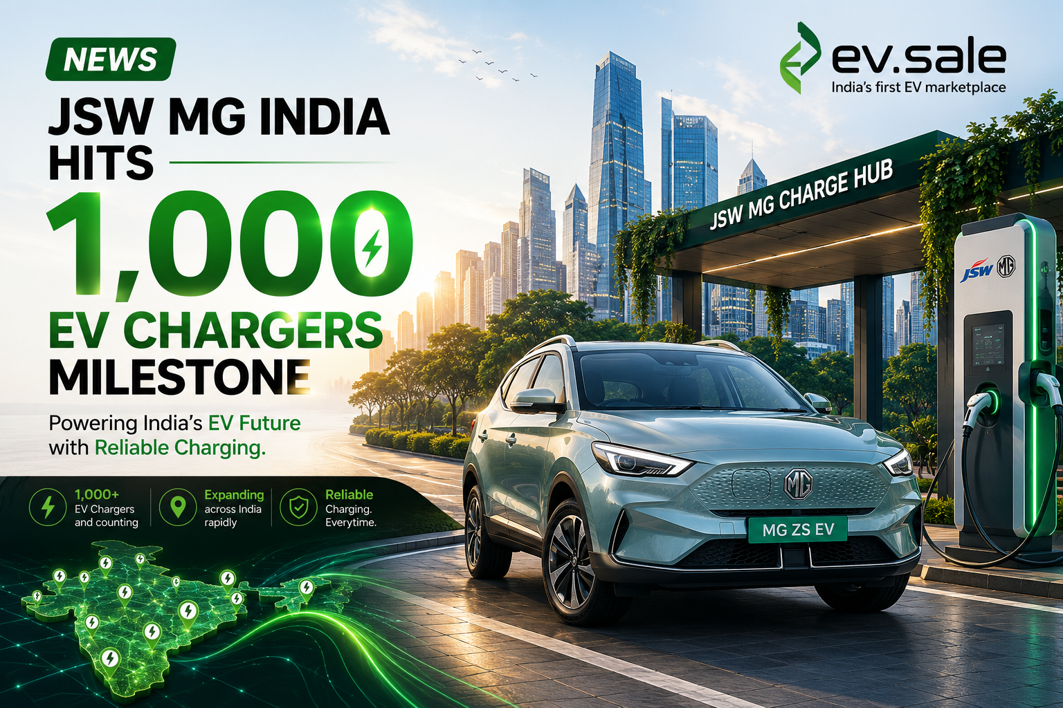 NEWS: JSW MG India Hits 1,000 EV Chargers Milestone