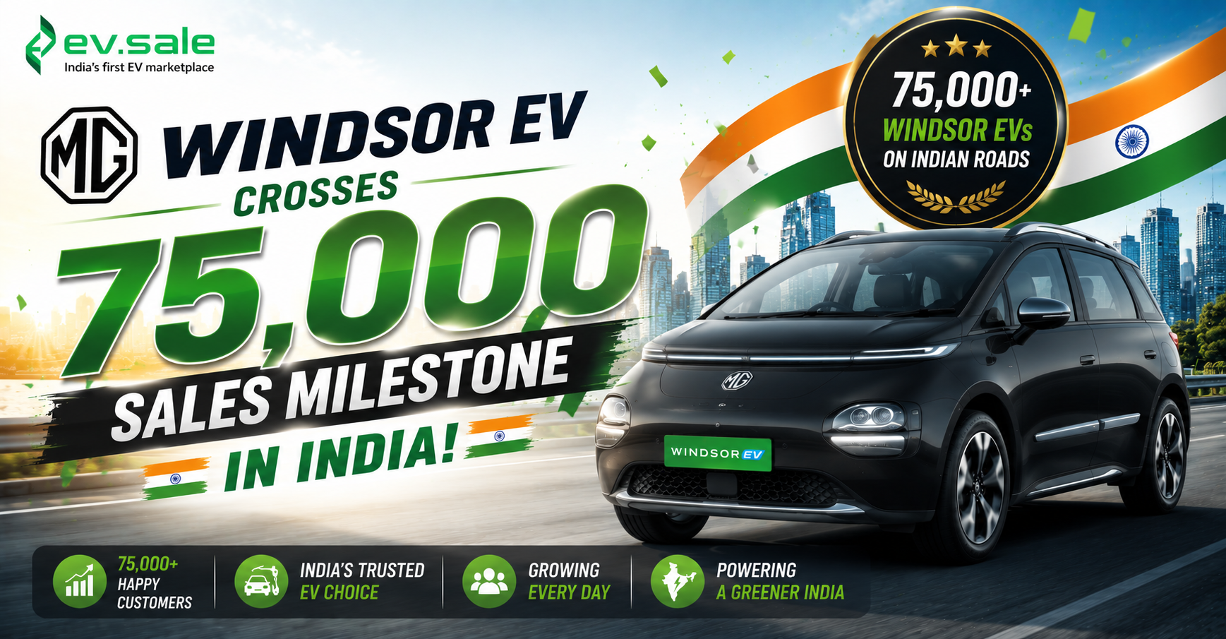 MG Windsor EV Crosses 75,000 Sales in India