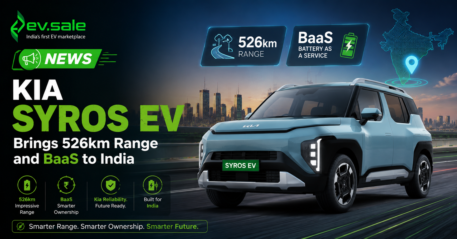 NEWS – Kia Syros EV Brings 526km Range and BaaS to India