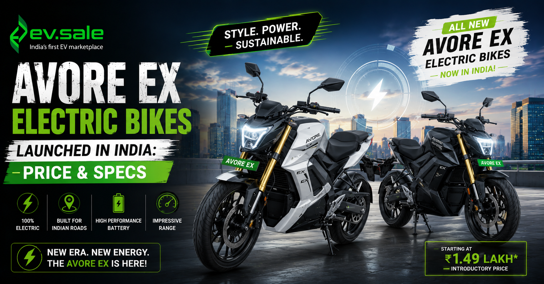 Avore EX Electric Bikes Launched in India: Price & Specs