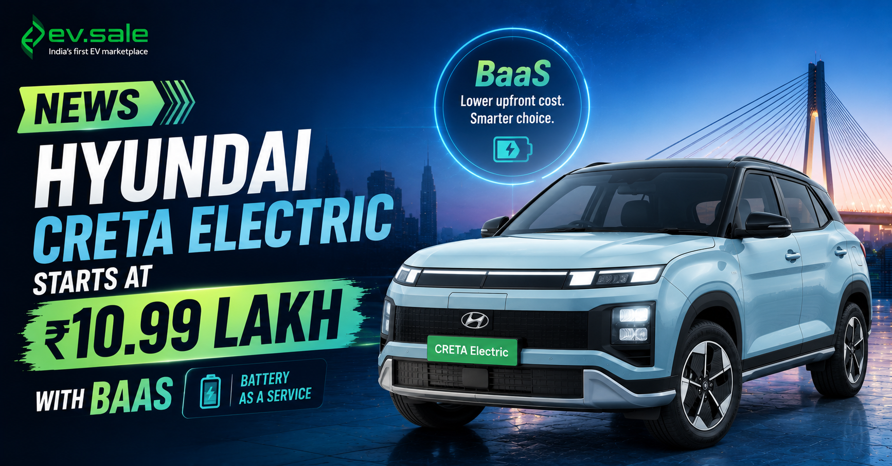 NEWS – Hyundai CRETA Electric Starts at ₹10.99 Lakh With BaaS