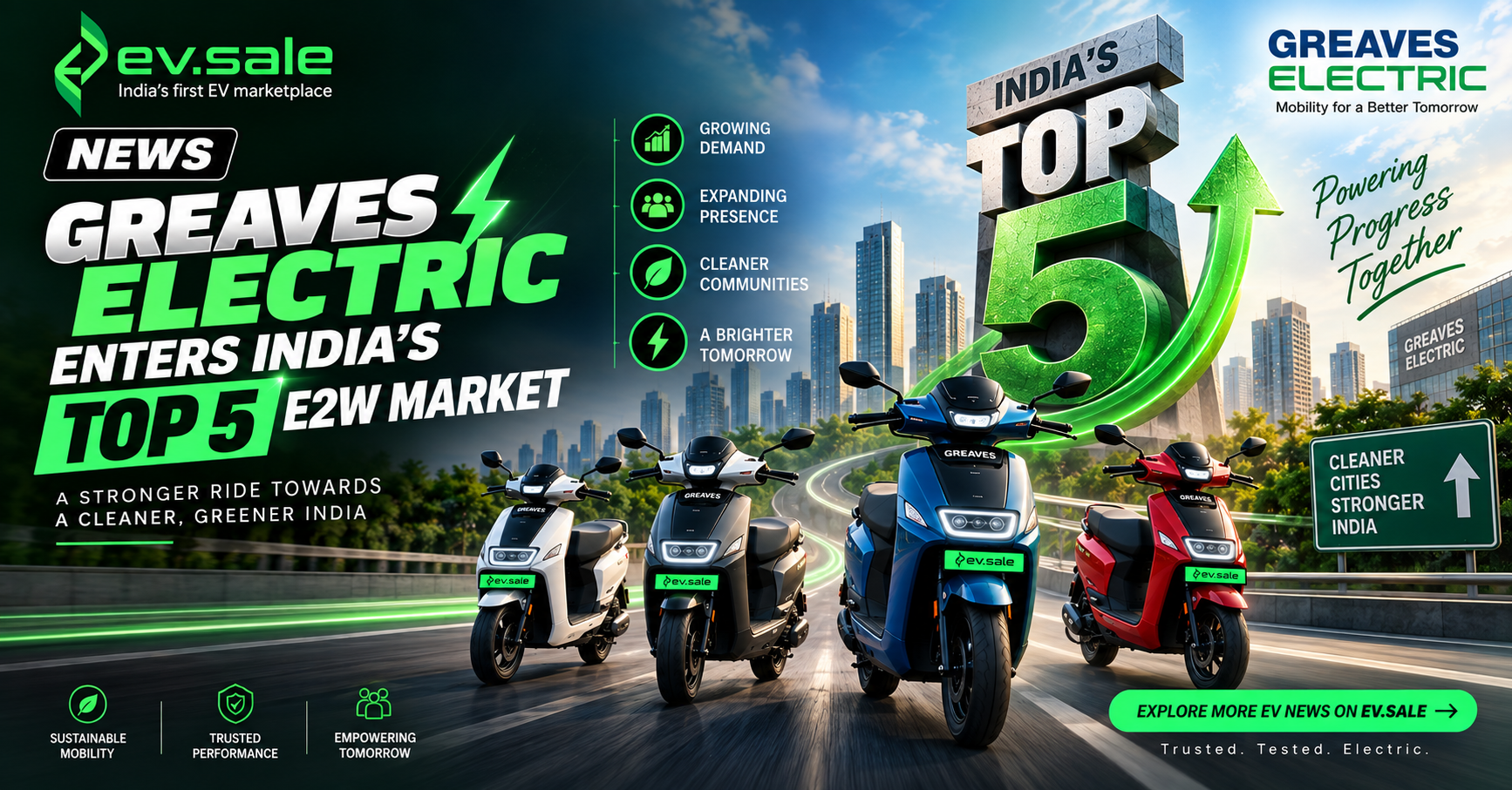 NEWS – Greaves Electric Enters India’s Top 5 E2W Market