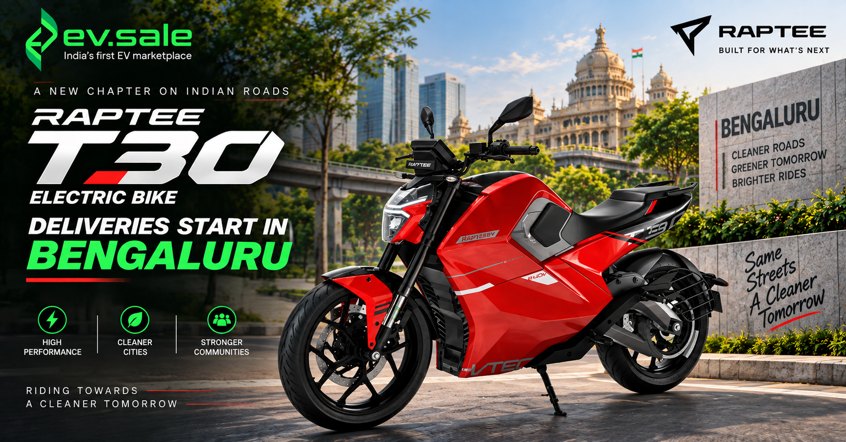 Raptee T30 Electric Bike Deliveries Start in Bengaluru