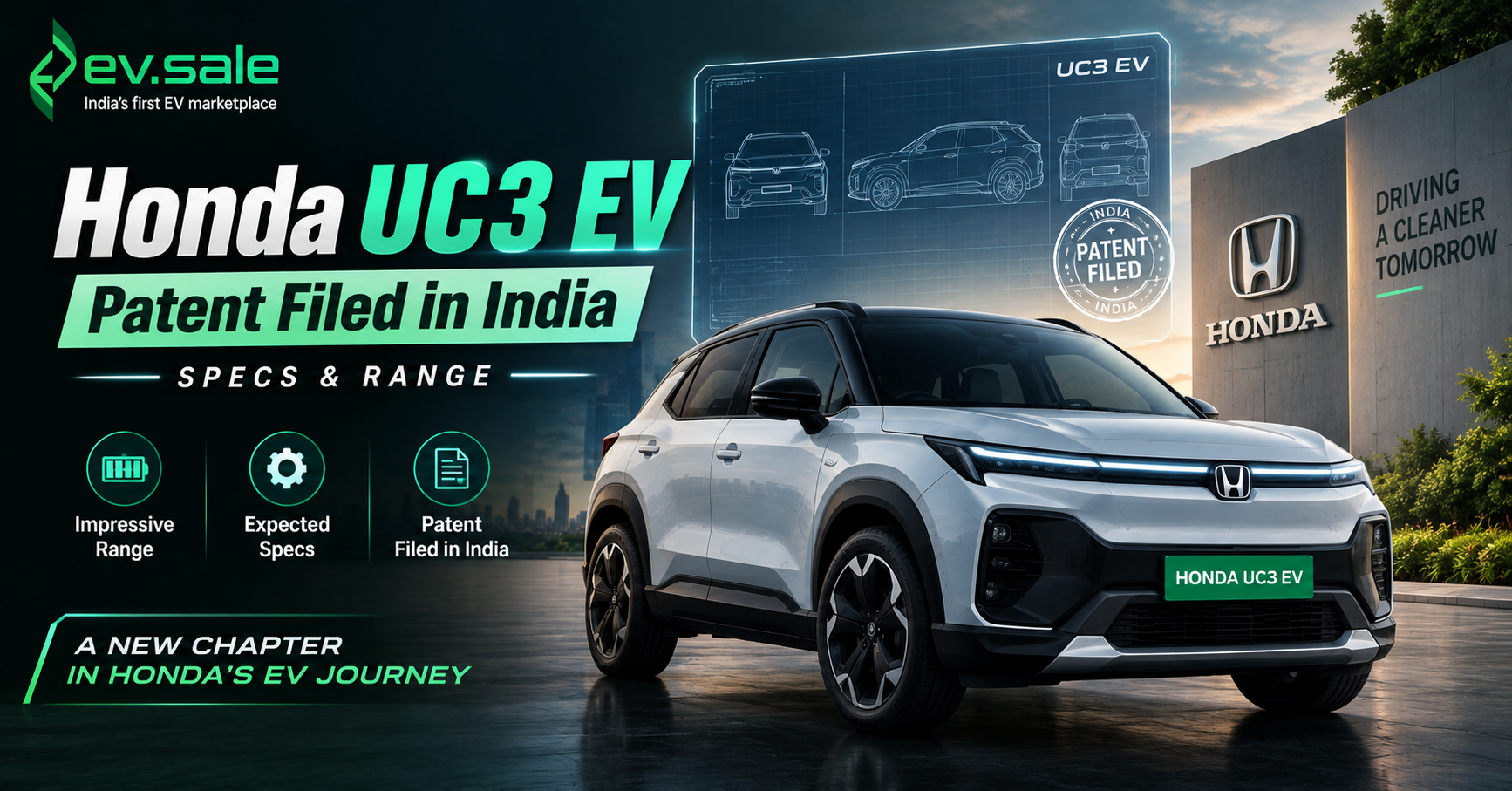 Honda UC3 EV Patent Filed in India: Specs & Range